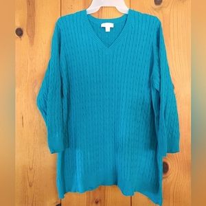 D&Co Essentials Cableknit Cotton VNeck Sweater